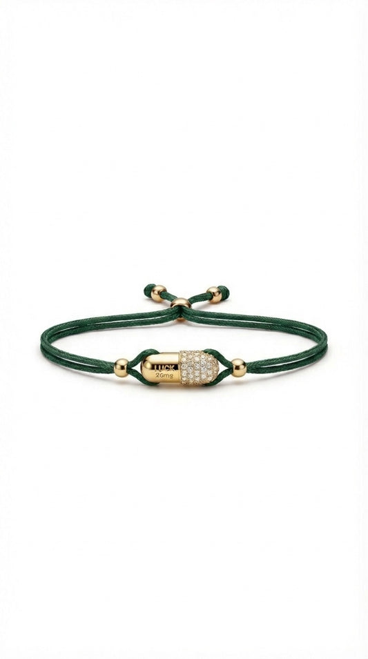 Green Pave Vitamin 26mg Bracelet - Gold Plated