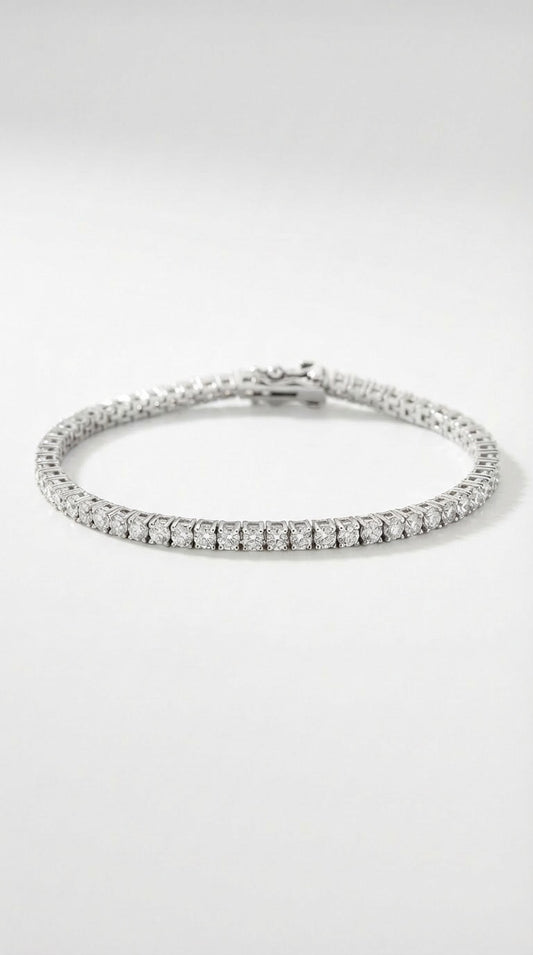 Classic Tennis Bracelet 3mm- Silver Rhodium Plated