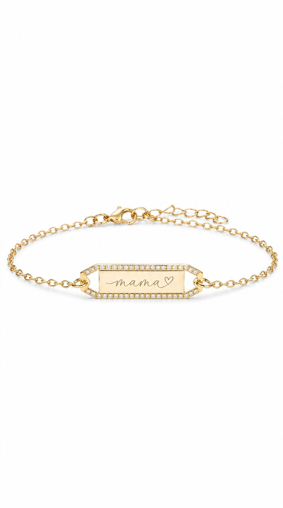 Mama Nameplate Bracelet with Chain - Gold Plated