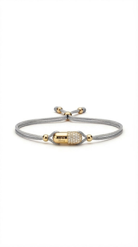 Grey Pave Vitamin 26mg Bracelet - Gold Plated