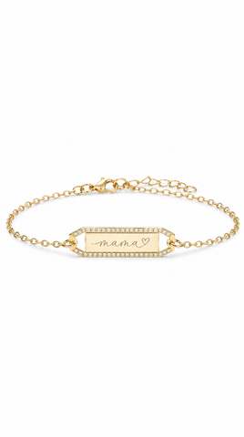 Mama Nameplate Bracelet with Chain - Gold Plated
