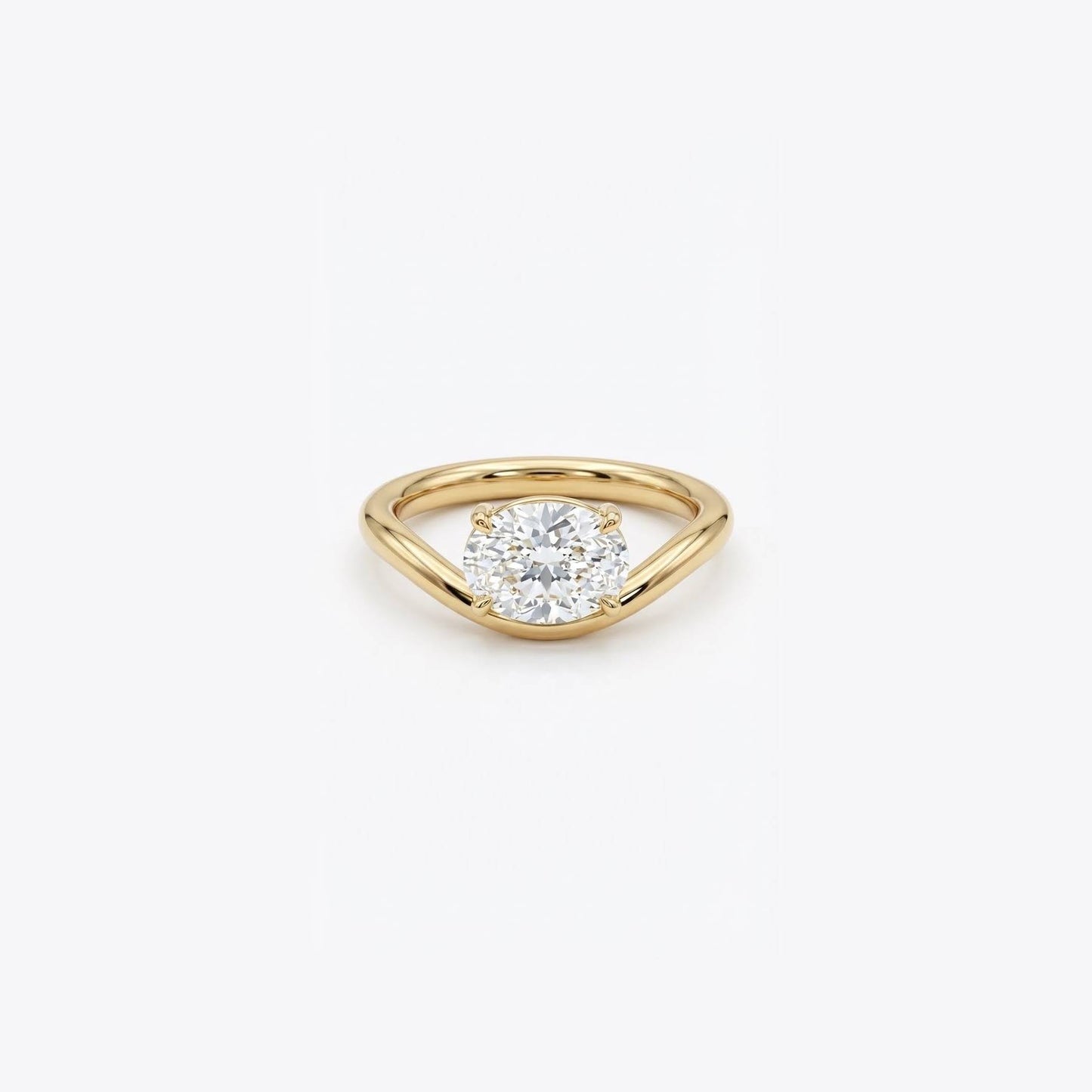 Brilliant Oval Solitaire Ring - Gold Plated