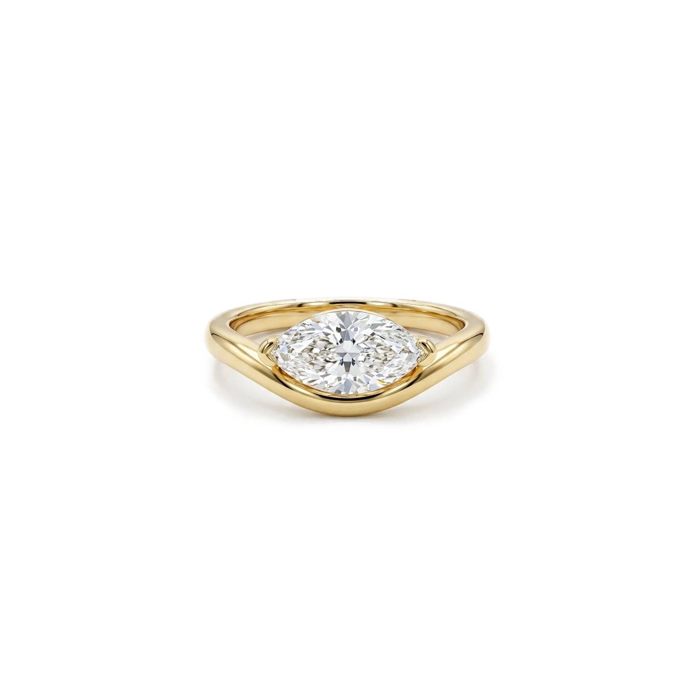 Pinky Marquise Promise Ring - Gold Plated