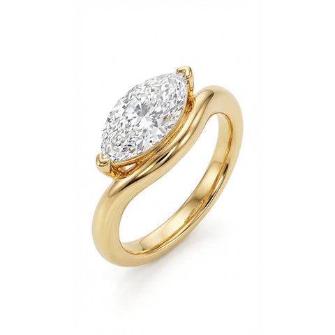 Pinky Marquise Promise Ring - 14Κ Yellow Gold