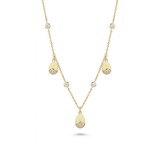Mini Pastel Yellow Egg Drops Necklace - Gold Plated