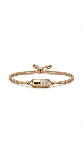 Beige Pave Vitamin 26mg Bracelet - Gold Plated