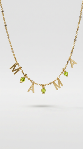 August Mama necklace with peridot stone - Gold Plated