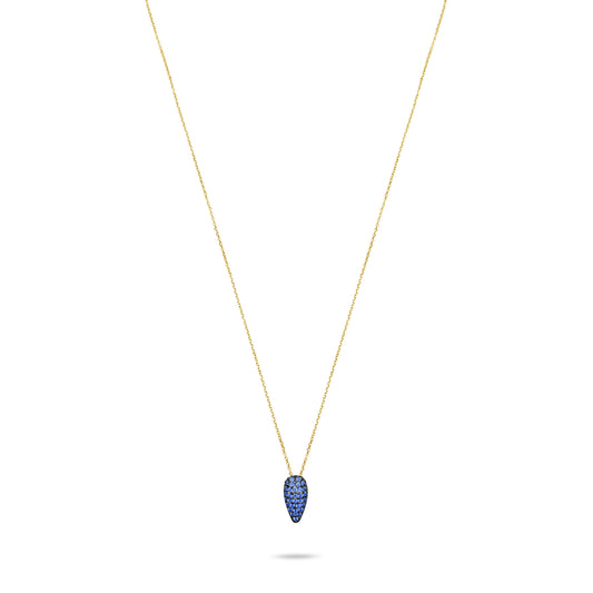 Sapphire Pave Tear Necklace - Gold plated