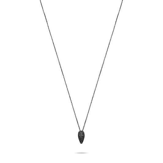 Black Pave Tear Necklace - Black Rhodium Plated
