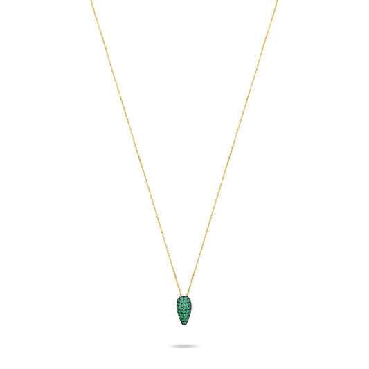 Emerald Pave Tear Necklace - Gold plated