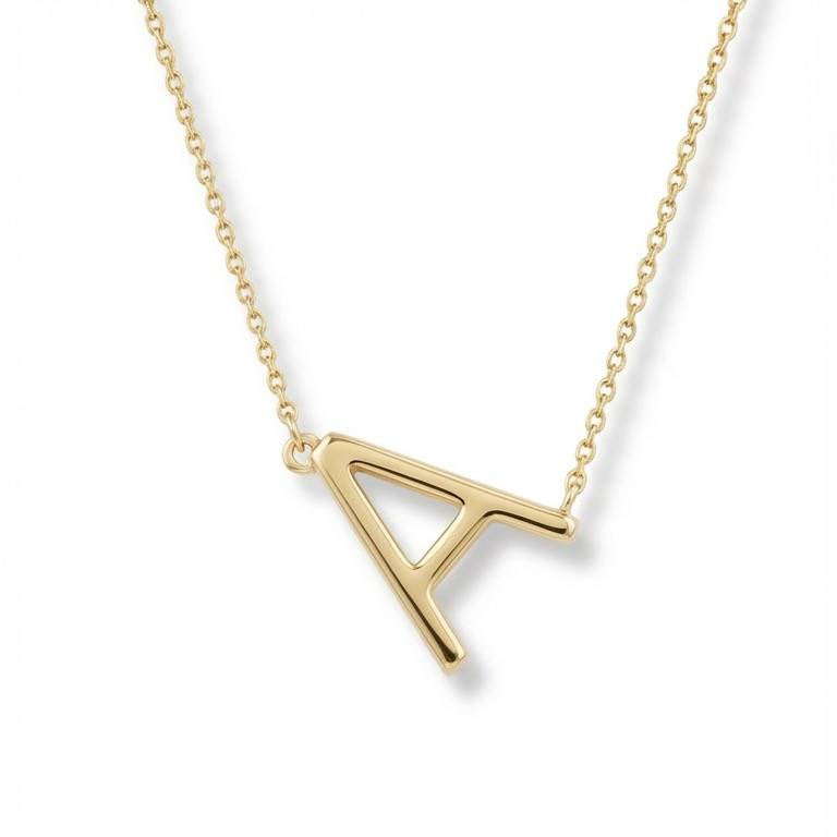 Custom Sideway Monogram Necklace - Gold Plated (small size)
