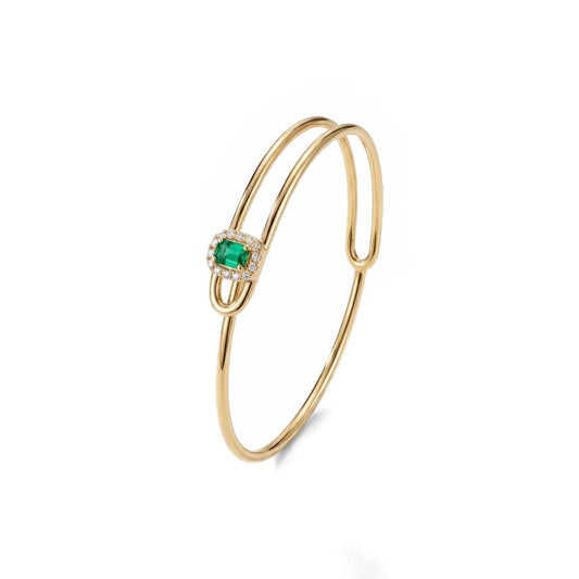 Emerald Linea Gem Bangle - Gold Plated