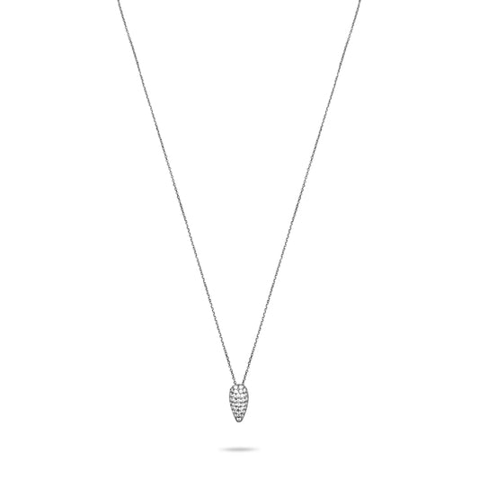 Pave Tear Necklace - Silver Rhodium Plated
