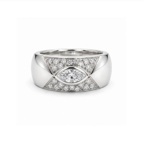 Naveta Thick Ring - Silver Rhodium Plated