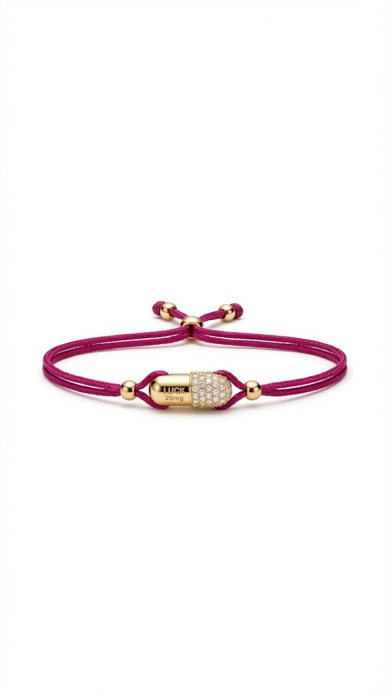 Magenta Pave Vitamin 26mg Bracelet - Gold Plated