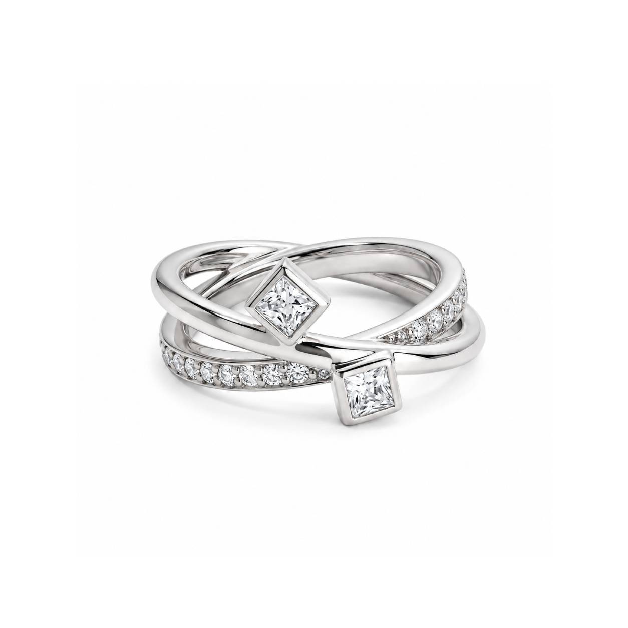 Ice Cube X Ring - Silver Rhodium Plated