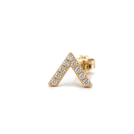 V Stud Single Earring - Gold Plated
