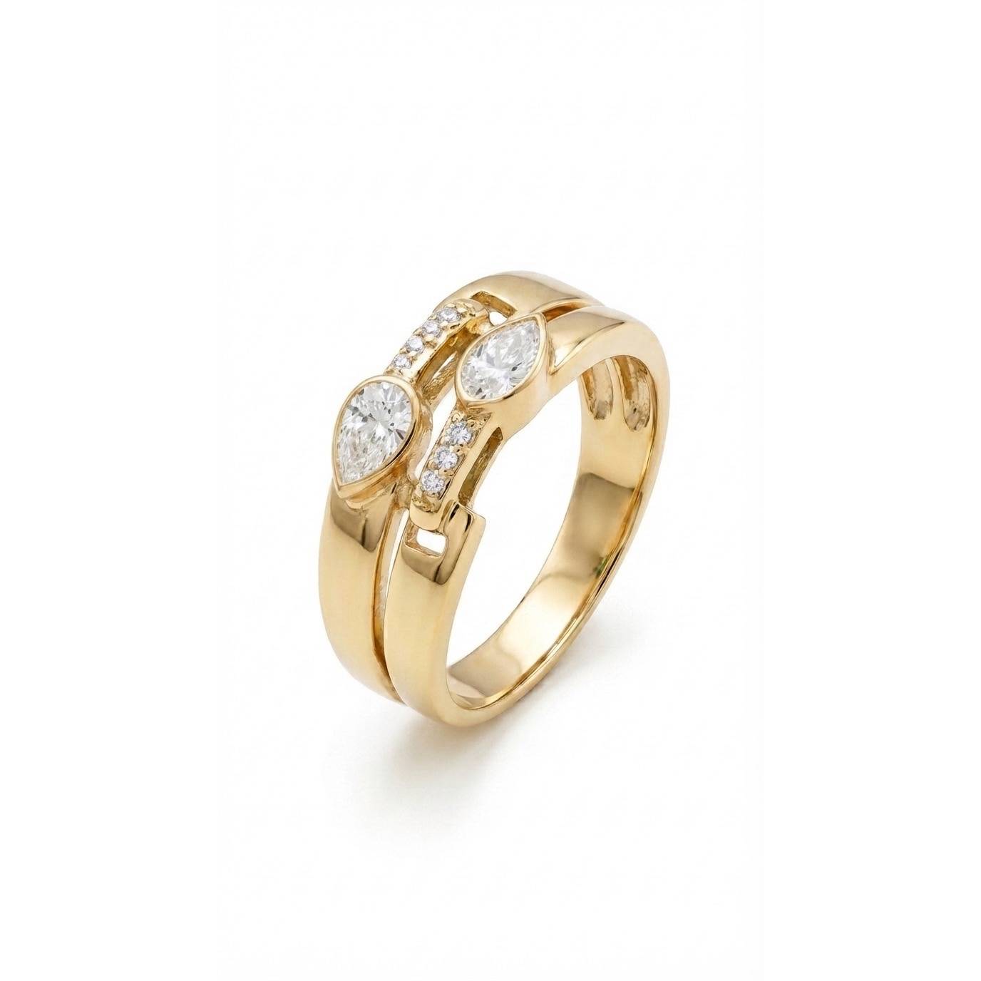 White Tear Ring - Gold Plated