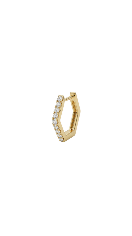 Hexa Spark Huggie Single Earrings - Gold Plated