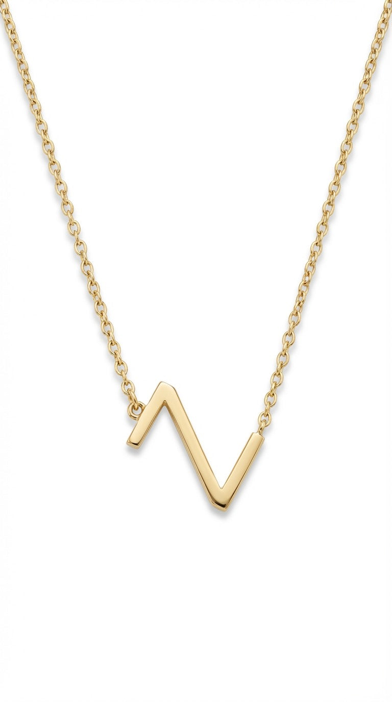Custom Sideway Monogram Necklace - Gold Plated (small size)