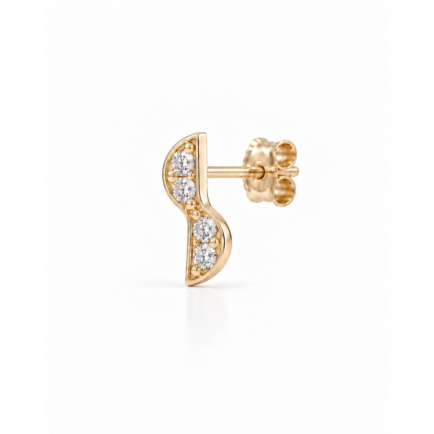 Silken Curve Stud Single Earring - Gold Plated
