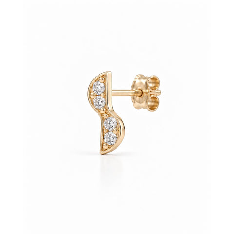 Silken Curve Stud Single Earring - Gold Plated