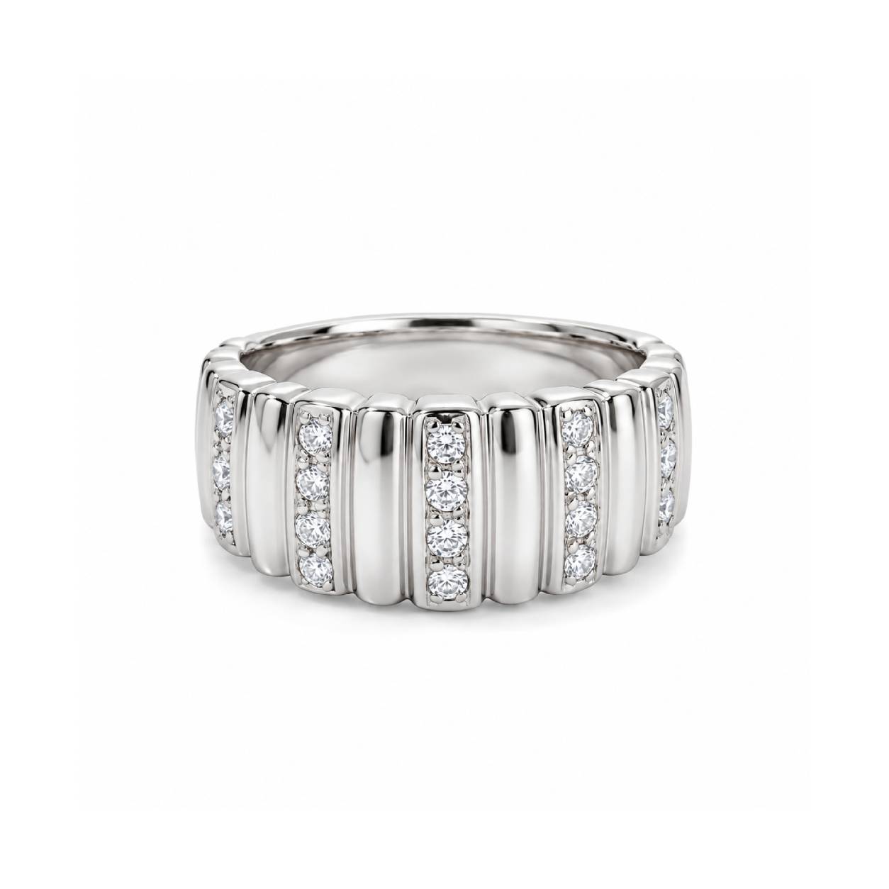 Striped Ring - Silver Rhodium Plated