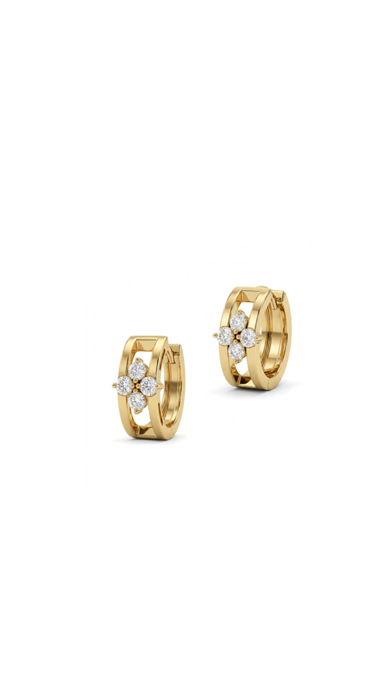 Petal Hoops Pair Earrings - Gold Plated