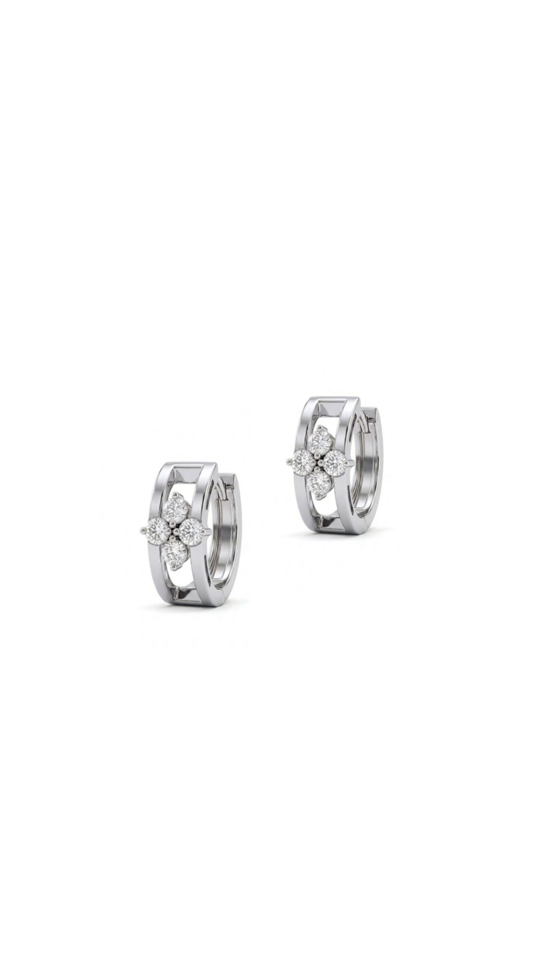 Petal Hoops Pair Earrings - Silver Rhodium Plated