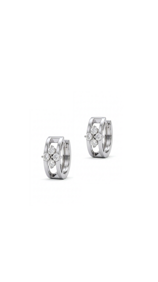 Petal Hoops Pair Earrings - Silver Rhodium Plated
