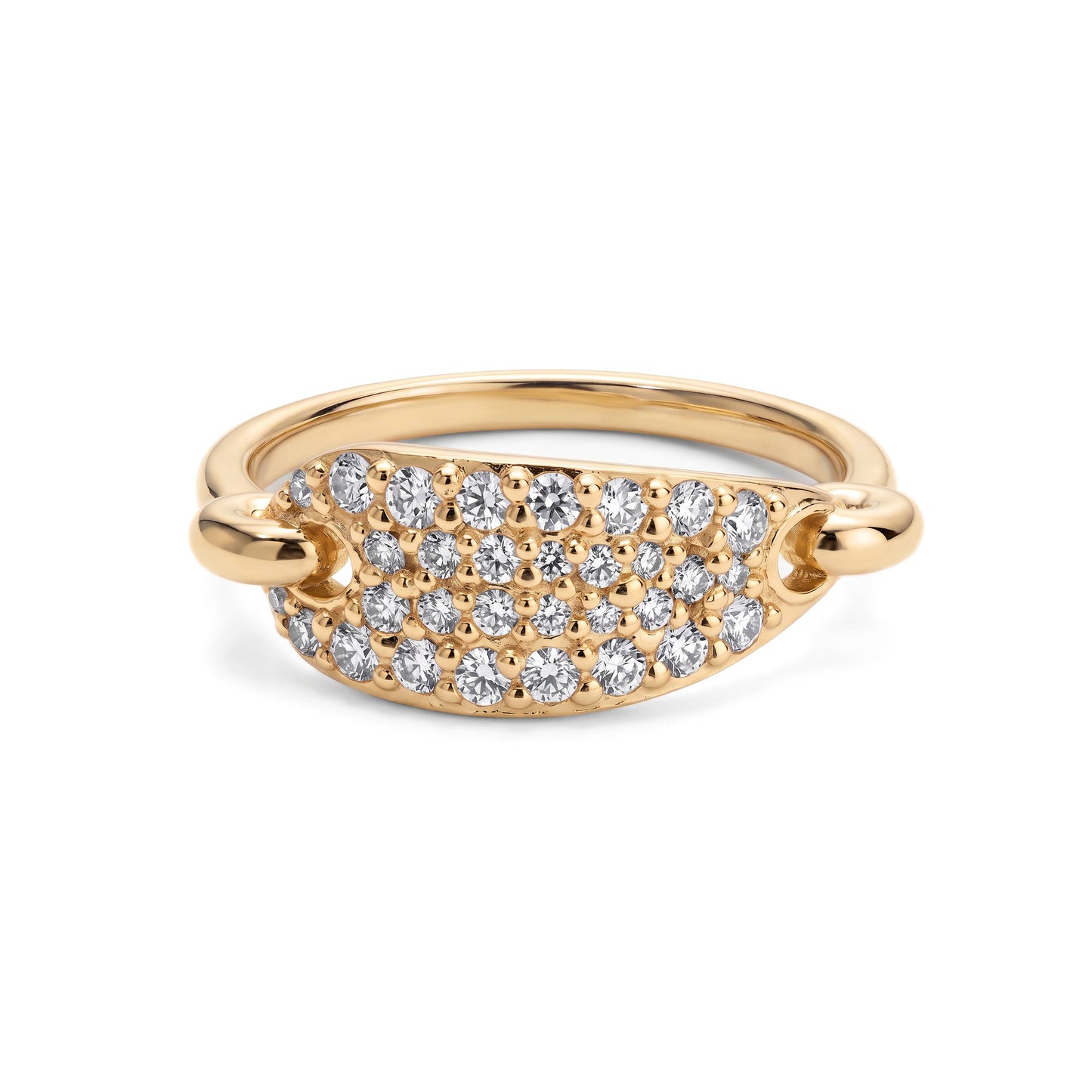 White Pebble Pave Ring - Gold Plated