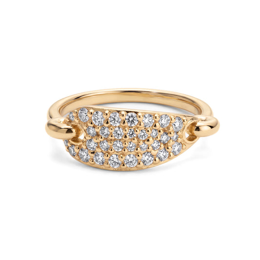 White Pebble Pave Ring - Gold Plated