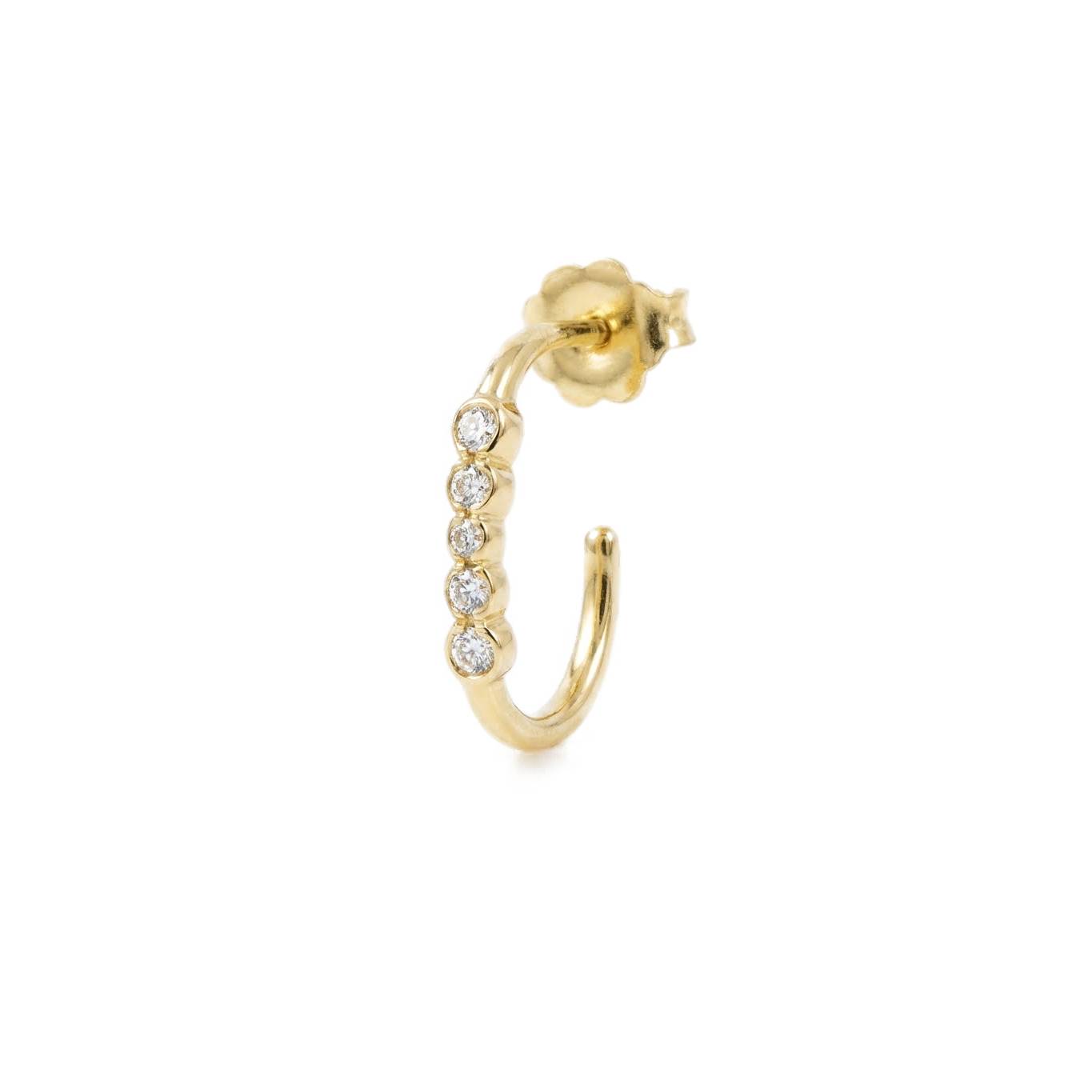 Bubble Hook with White zircon single earring - Gold Plated