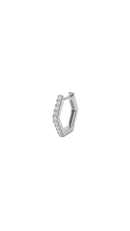 Hexa Spark Huggie Single Earrings - Silver Rhodium Plated