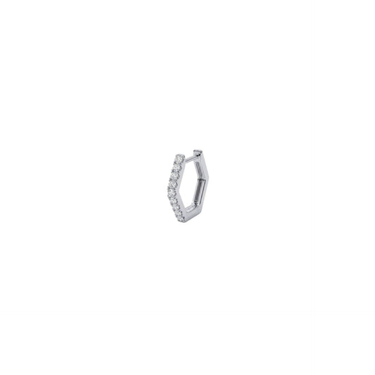 Hexa Spark Huggie Single Earrings - Silver Rhodium Plated