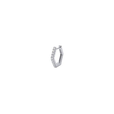 Hexa Spark Huggie Single Earrings - Silver Rhodium Plated