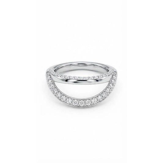 Luna Curve Ring - Silver Rhodium Plated
