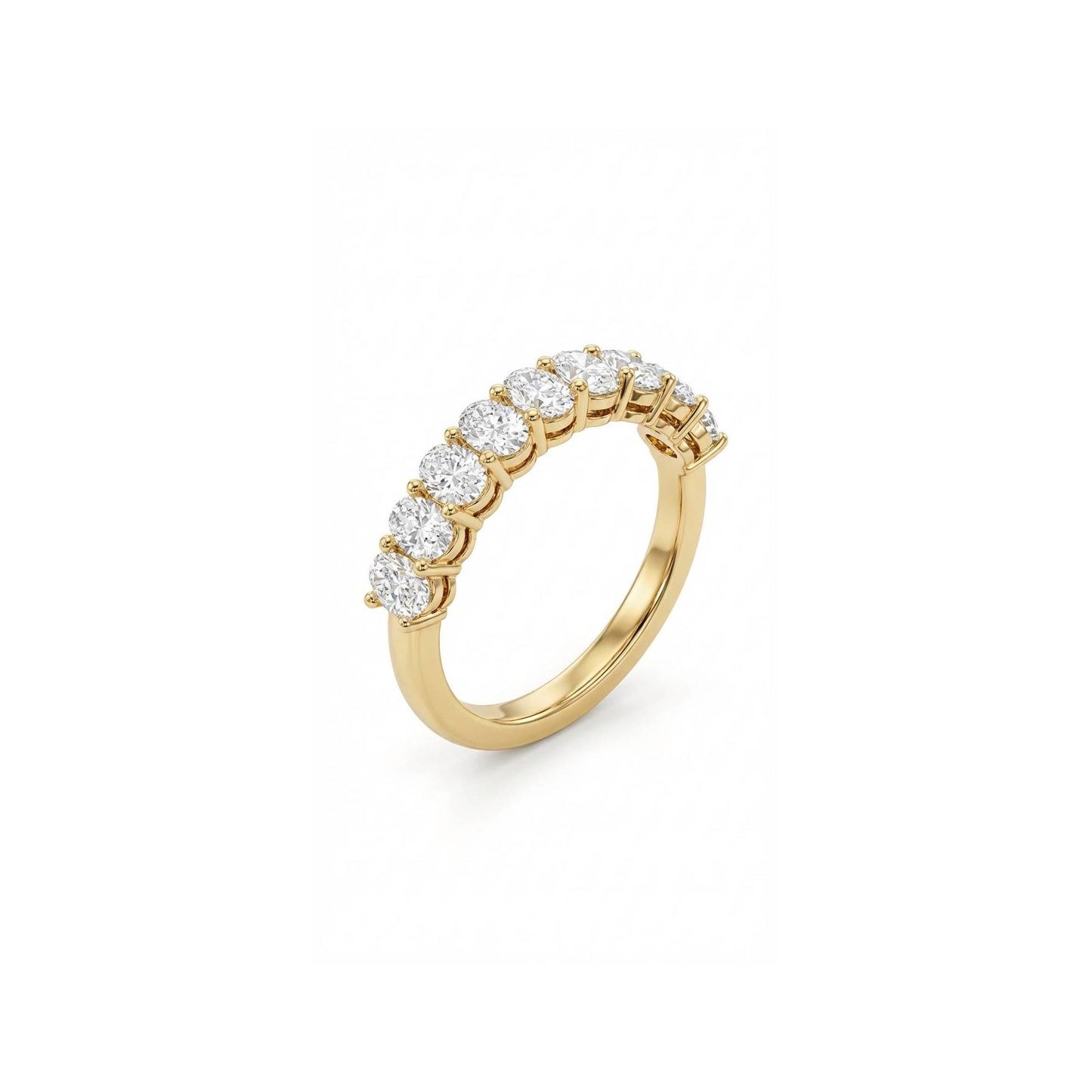 Oval Half Eternity Ring - Gold Plated
