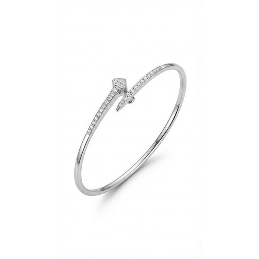 Horseshoe Nails Bangle - Silver Rhodium Plated