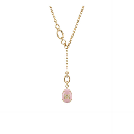 Pink Butterfly Egg Necklace - Gold Plated