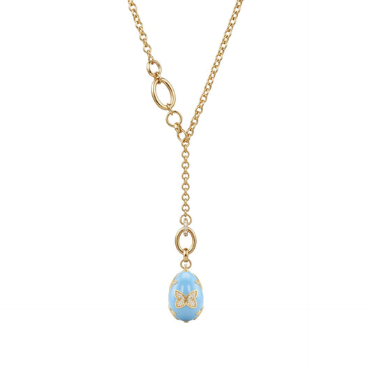 Turquoise Butterfly Egg Necklace - Gold Plated