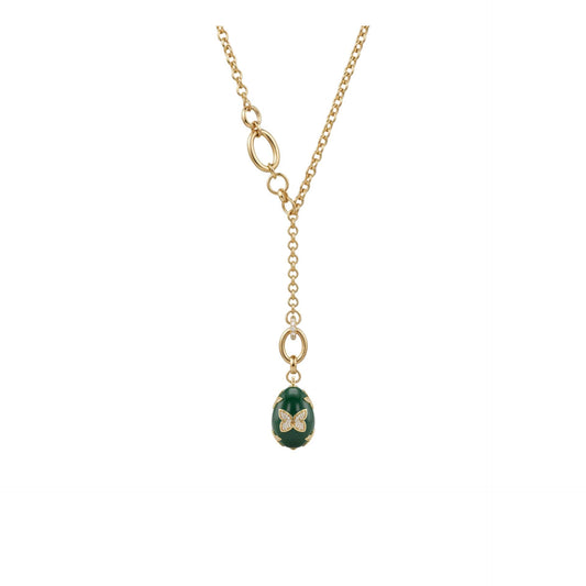 Green Butterfly Egg Necklace - Gold Plated