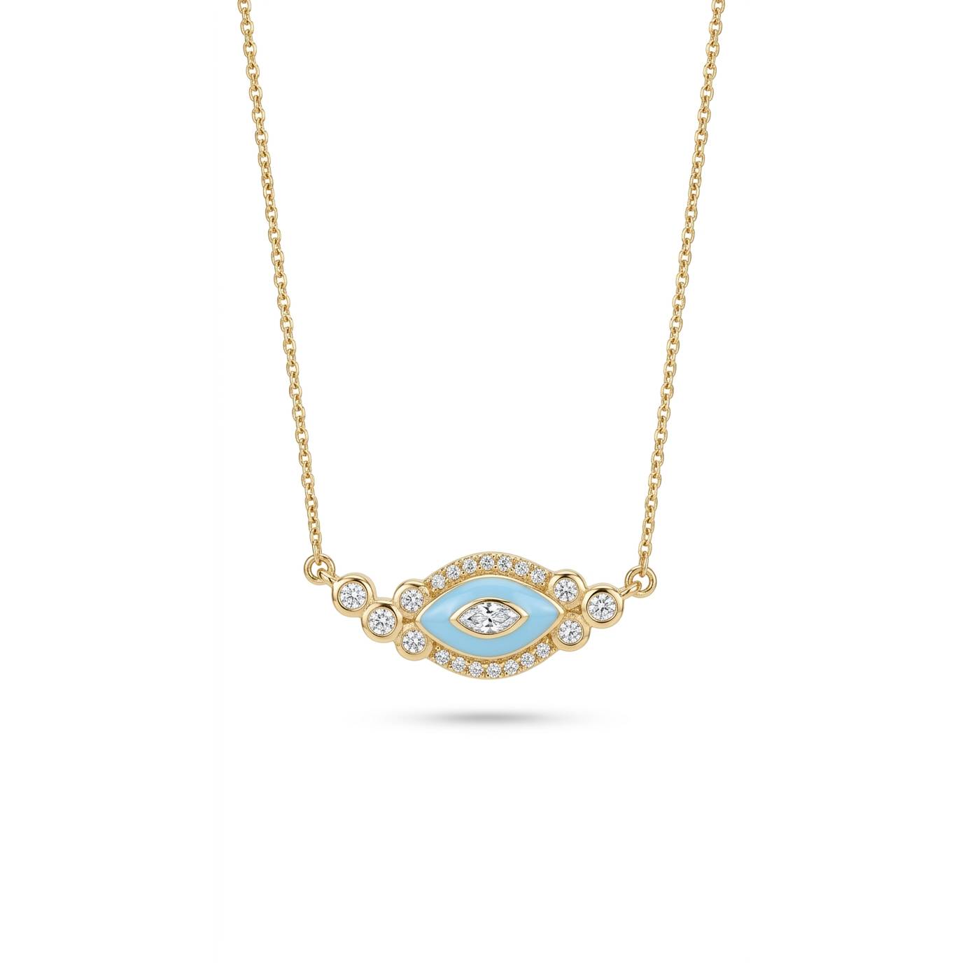 Turquoise Bubble Eye Necklace  - Gold plated