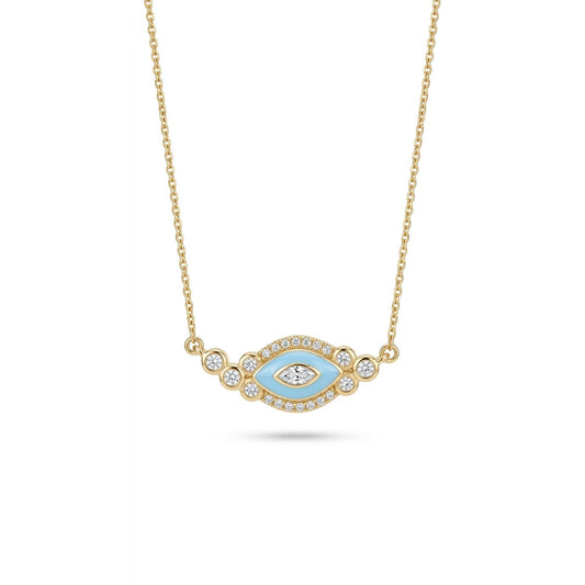 Turquoise Bubble Eye Necklace - Gold plated