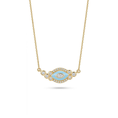 Turquoise Bubble Eye Necklace  - Gold plated