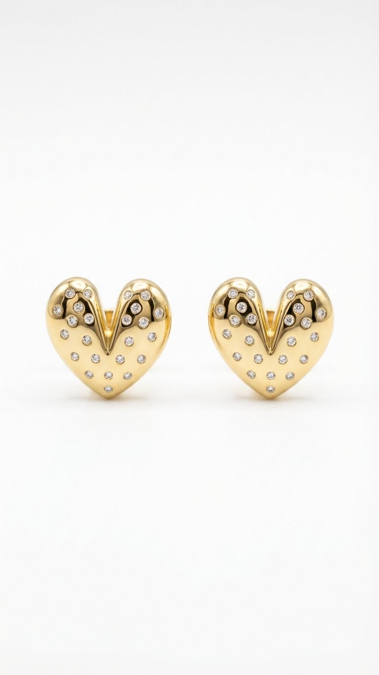 Stardust Hearts Stud Pair Earrings - Gold Plated