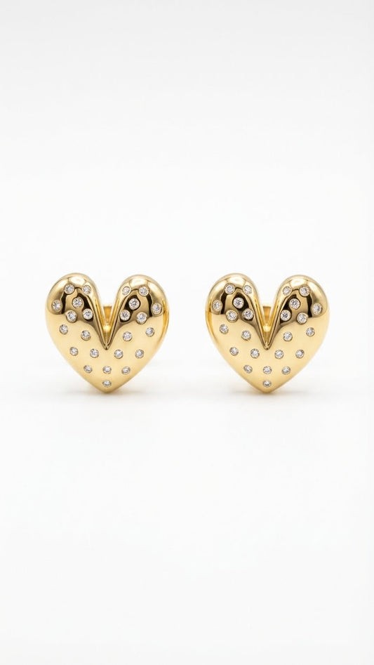 Stardust Hearts Stud Pair Earrings - Gold Plated