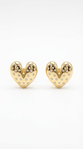 Stardust Hearts Stud Pair Earrings - Gold Plated