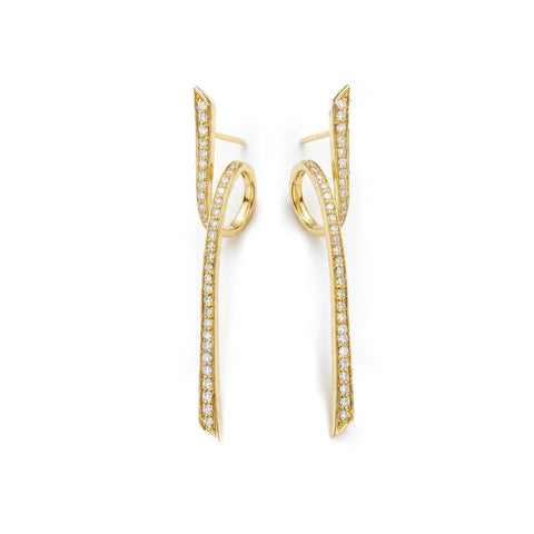 Ribbon Pair Earrings - Gold Plated