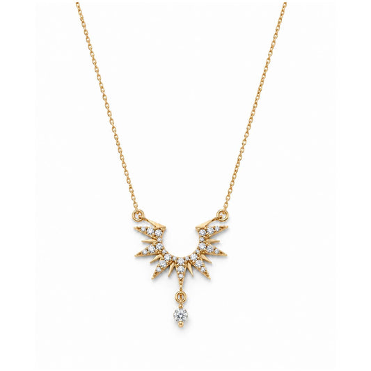 White Sun Tie Necklace - Gold plated